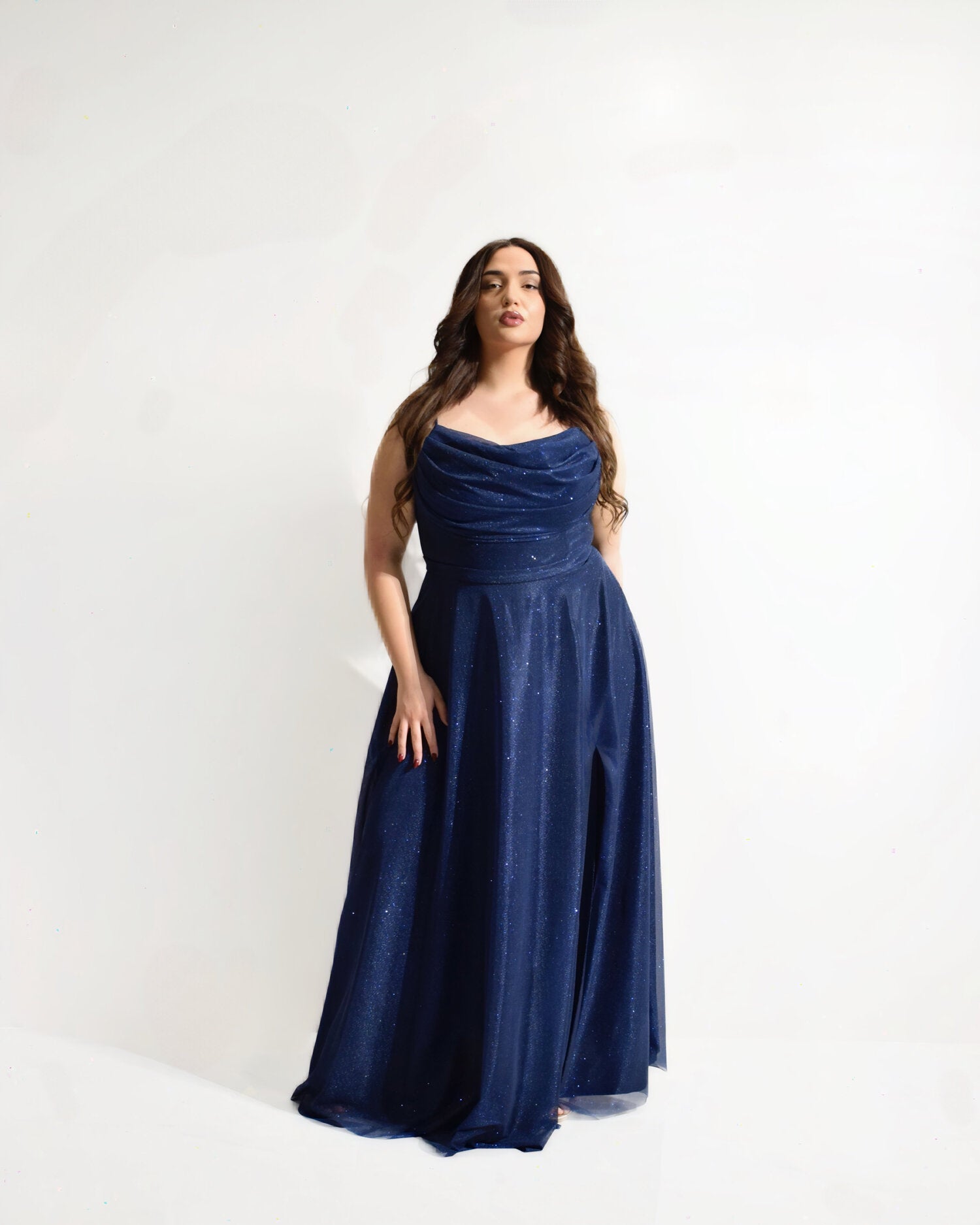 Abito cerimonia donna blu lungo damigella Lecce Canaris