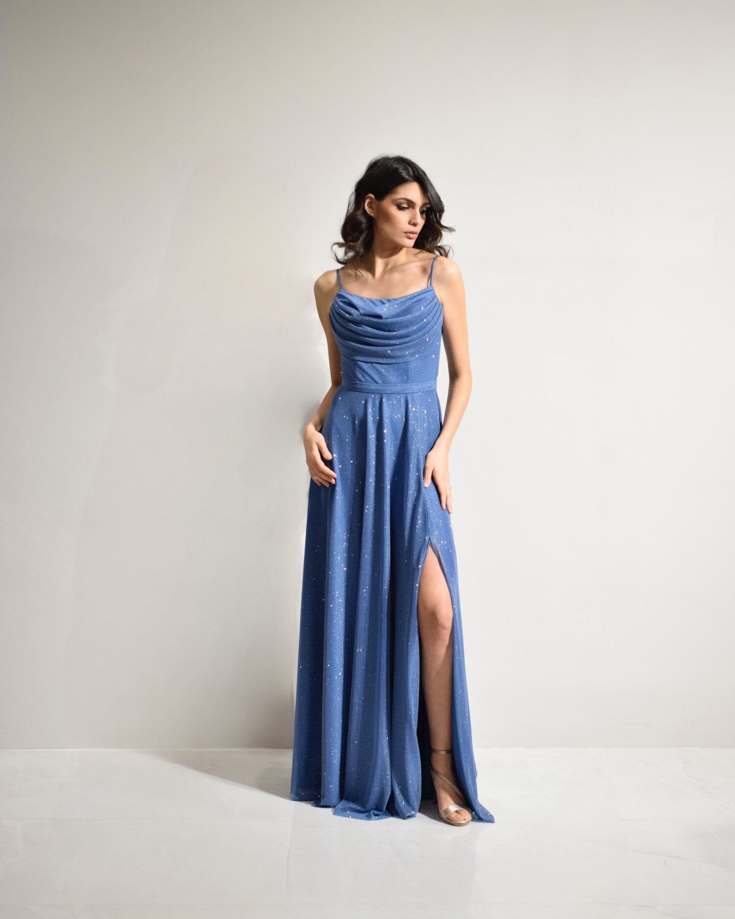 Abito cerimonia donna blu lungo damigella Lecce Canaris