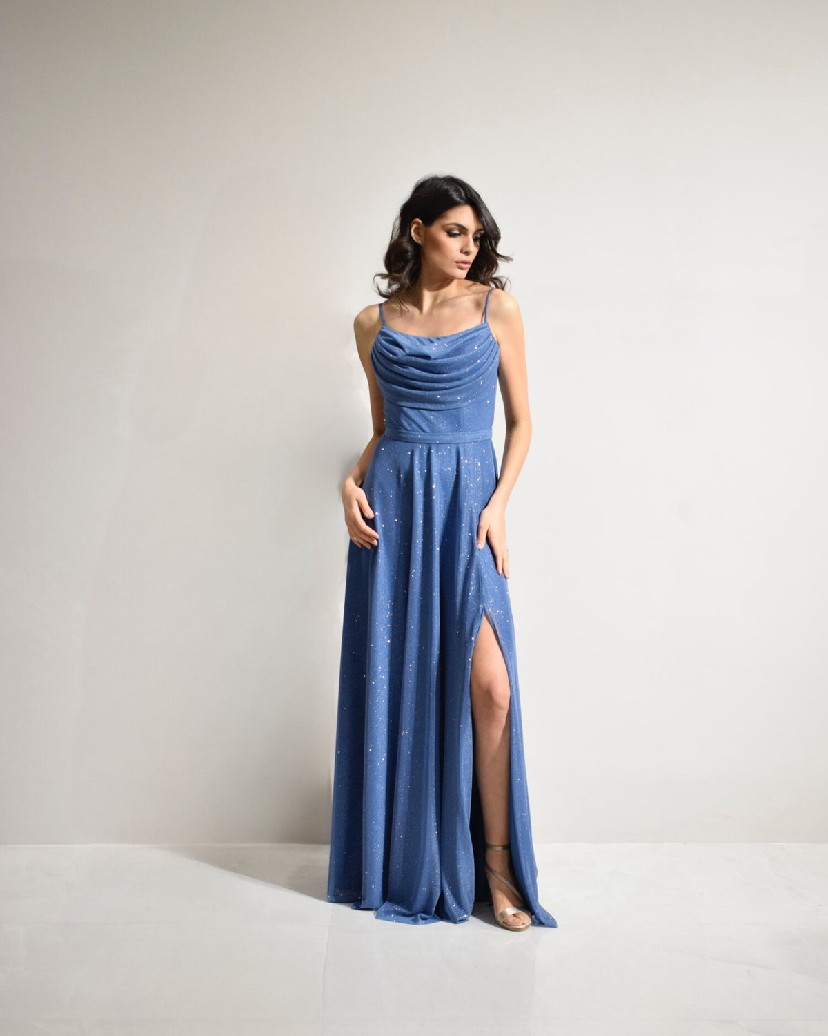 Abito cerimonia donna blu lungo damigella Lecce Canaris
