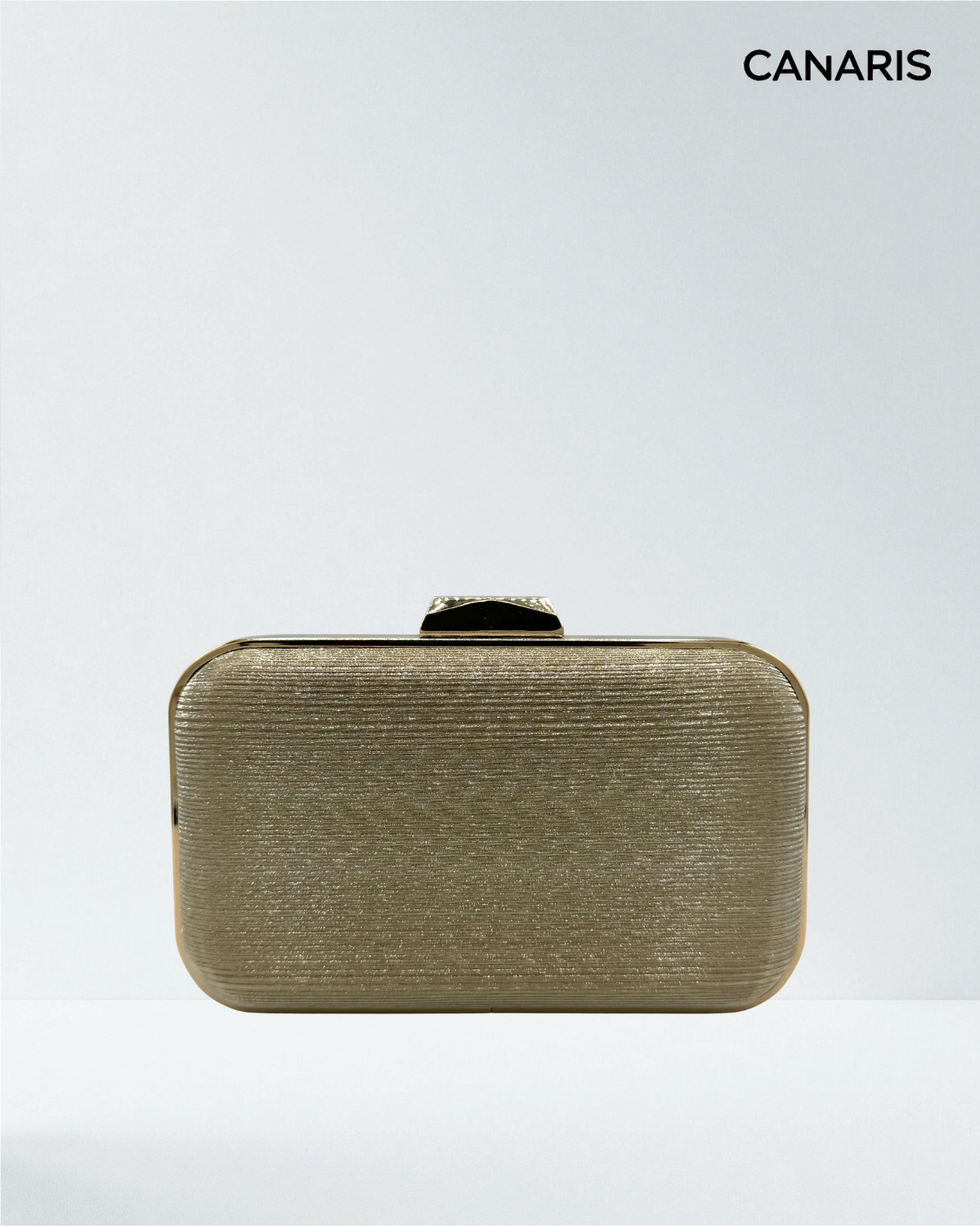 Rectangular clutch with lurex stripes
