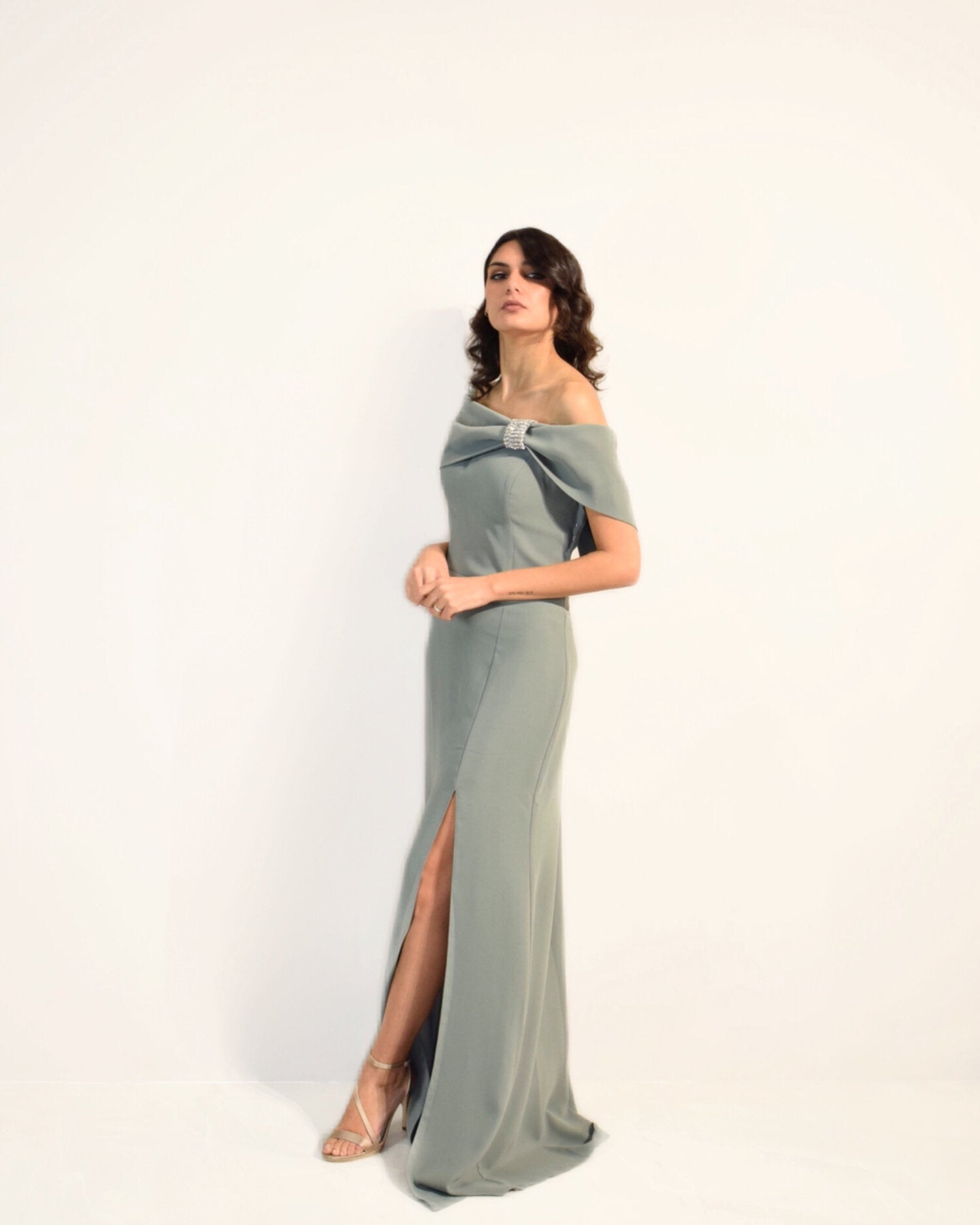 Abito cerimonia donna verde sirena mamma degli sposi Lecce Canaris