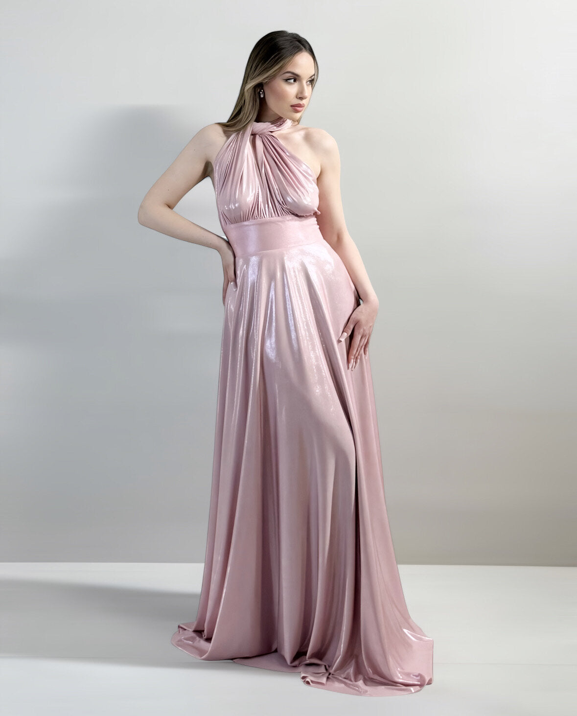 Abito cerimonia donna rosa lungo damigella Lecce Canaris