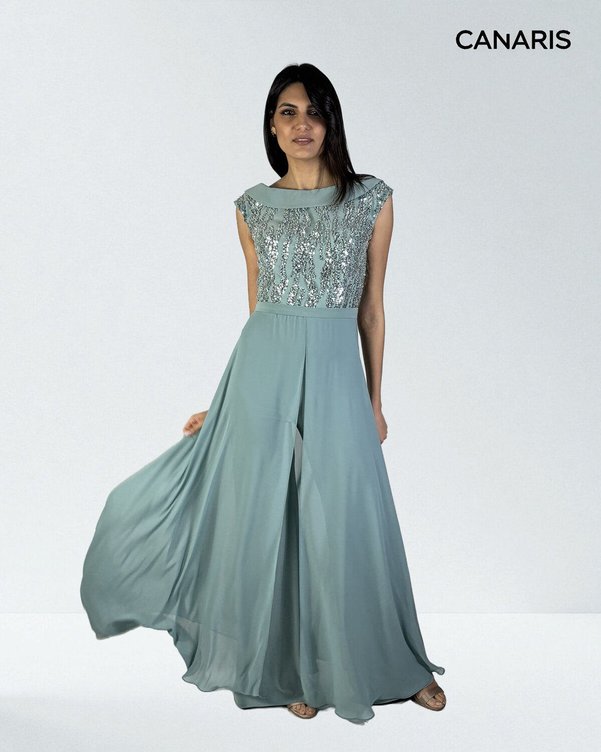 Abito cerimonia donna salvia tuta elegante mamma degli sposi Lecce Canaris