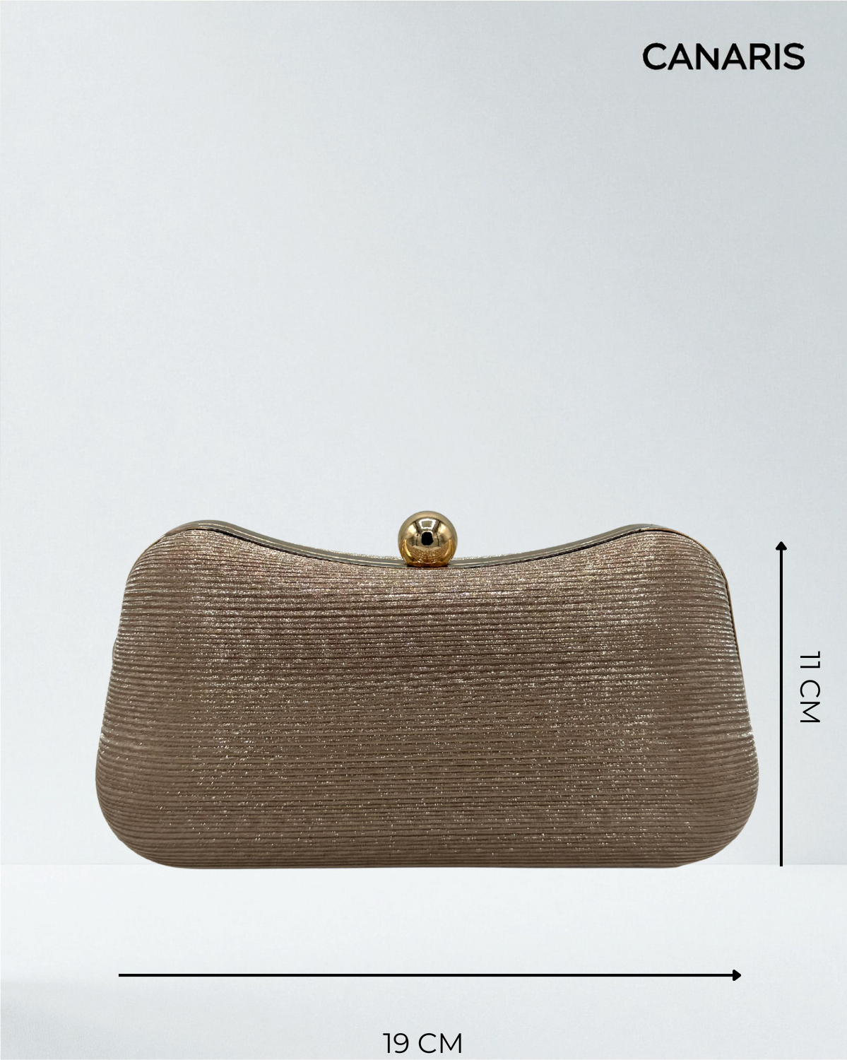 Clutch barco de rayas lamé con cierre de bola