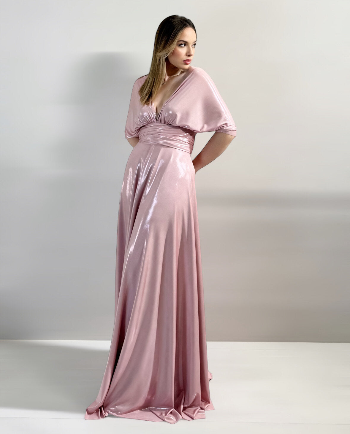 Abito cerimonia donna rosa lungo damigella Lecce Canaris
