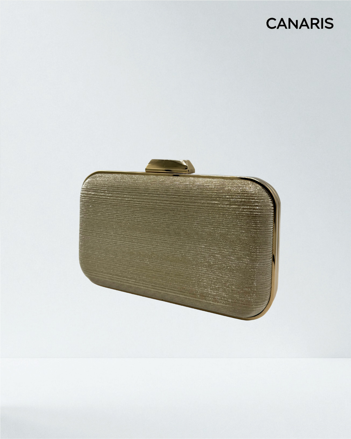 Rectangular clutch with lurex stripes