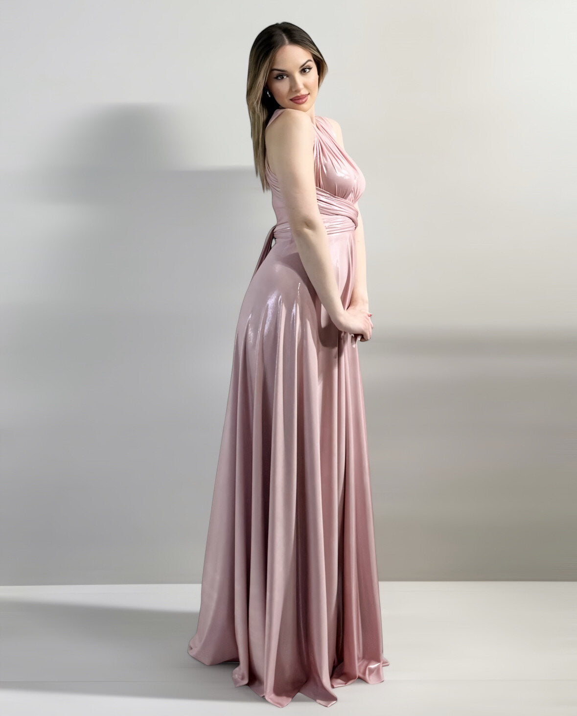 Abito cerimonia donna rosa lungo damigella Lecce Canaris