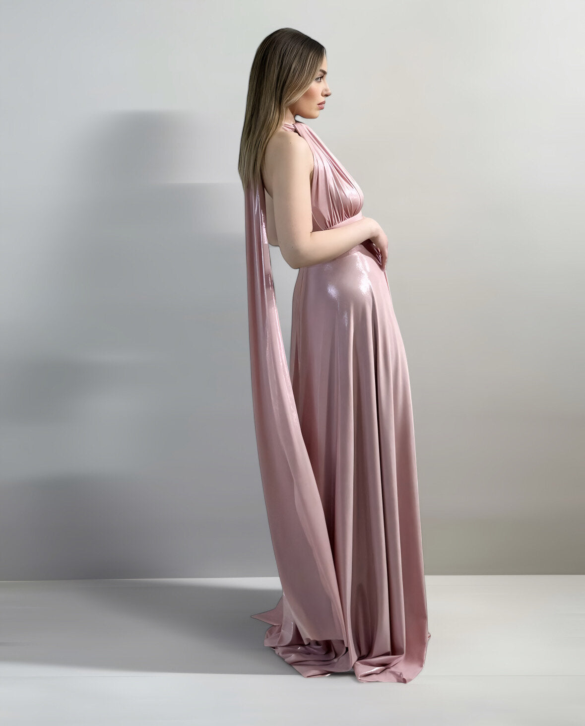 Abito cerimonia donna rosa lungo damigella Lecce Canaris