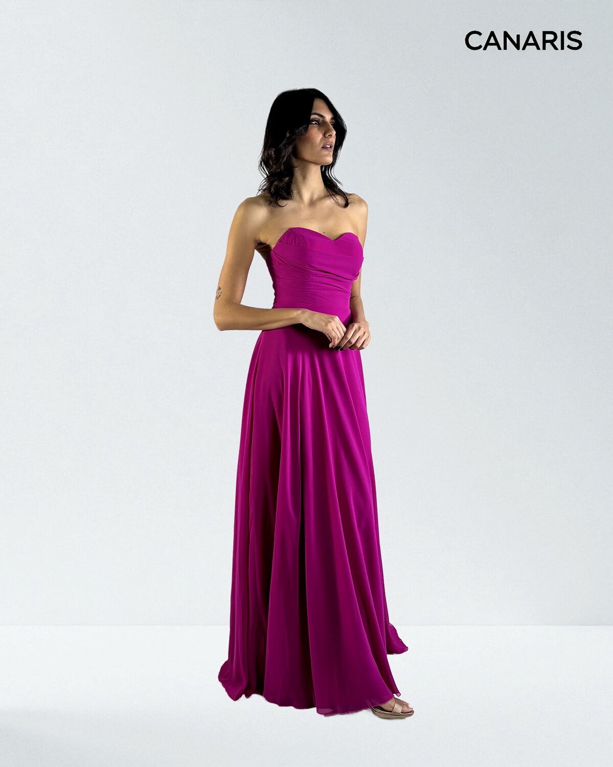 Abito cerimonia donna fucsia lungo damigella Lecce Canaris