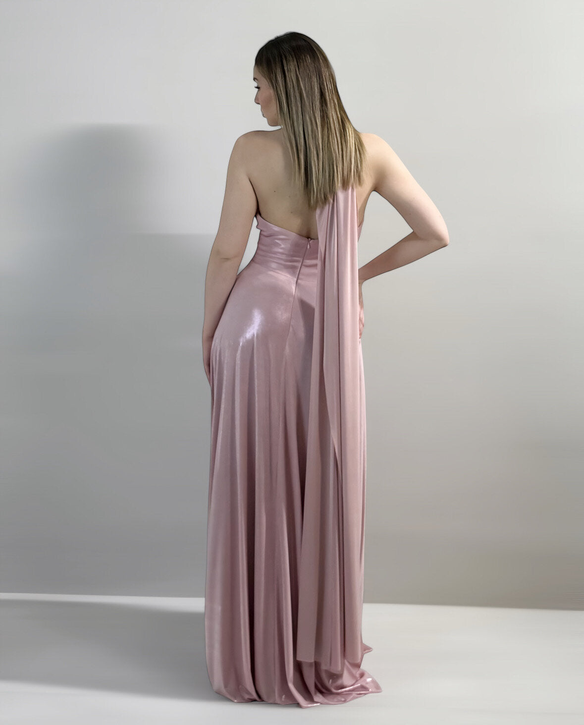 Abito cerimonia donna rosa lungo damigella Lecce Canaris