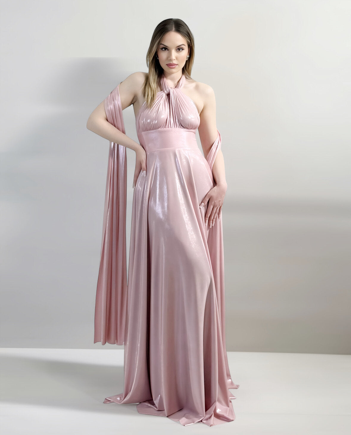 Abito cerimonia donna rosa lungo damigella Lecce Canaris