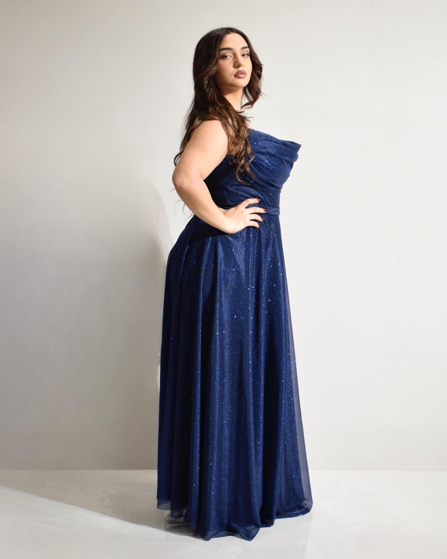Abito cerimonia donna blu lungo damigella Lecce Canaris