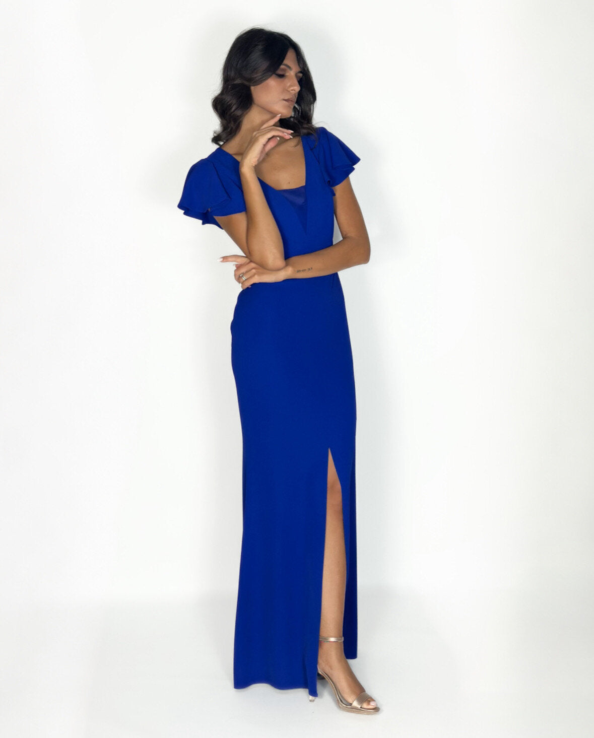 Abito cerimonia donna bluette lungo damigella Lecce Canaris
