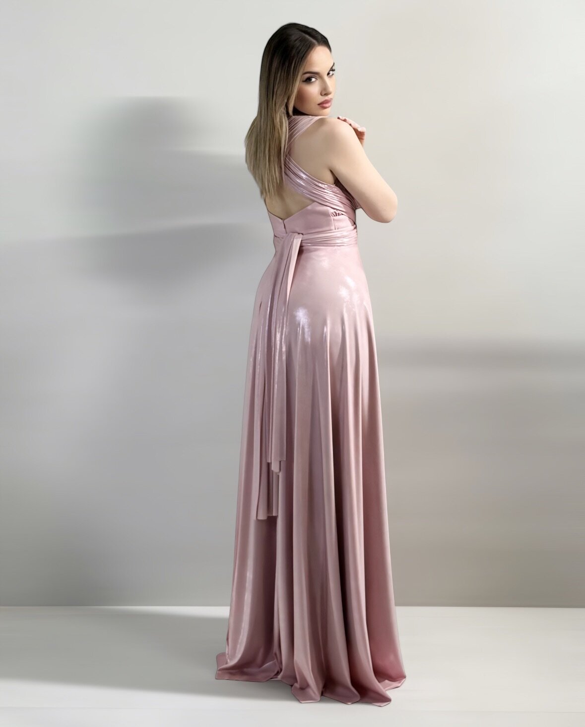 Abito cerimonia donna rosa lungo damigella Lecce Canaris