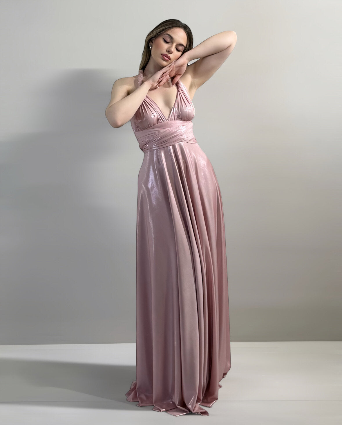 Abito cerimonia donna rosa lungo damigella Lecce Canaris