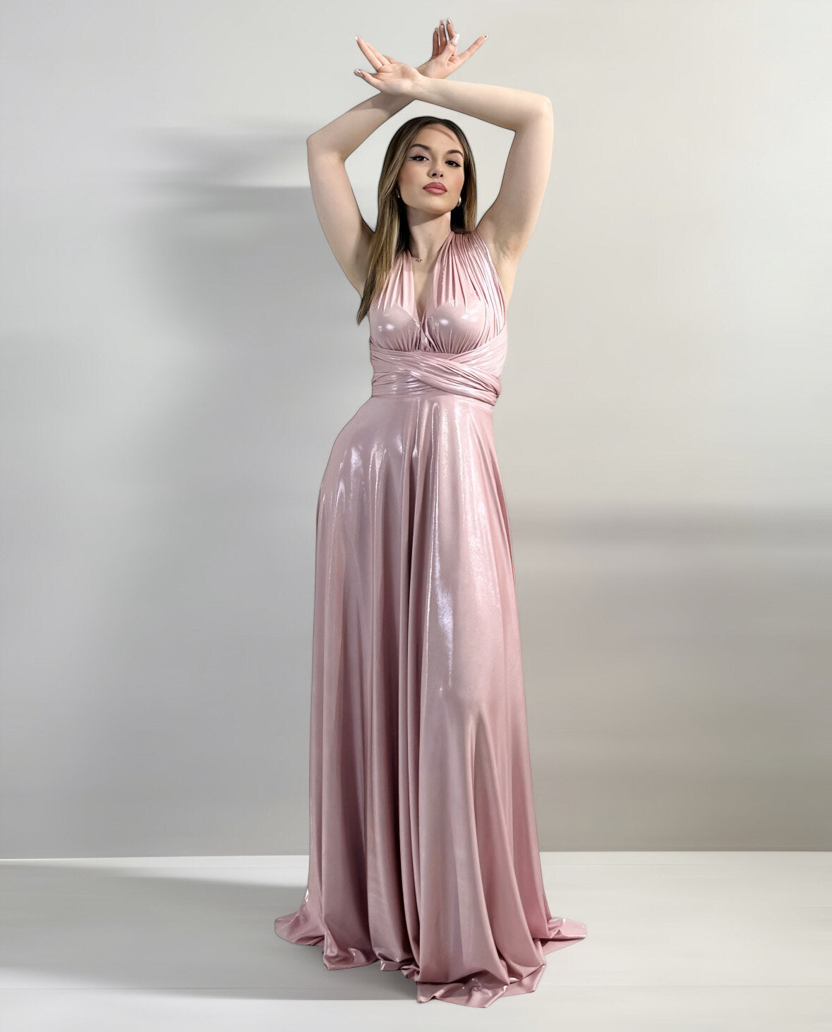 Abito cerimonia donna rosa lungo damigella Lecce Canaris