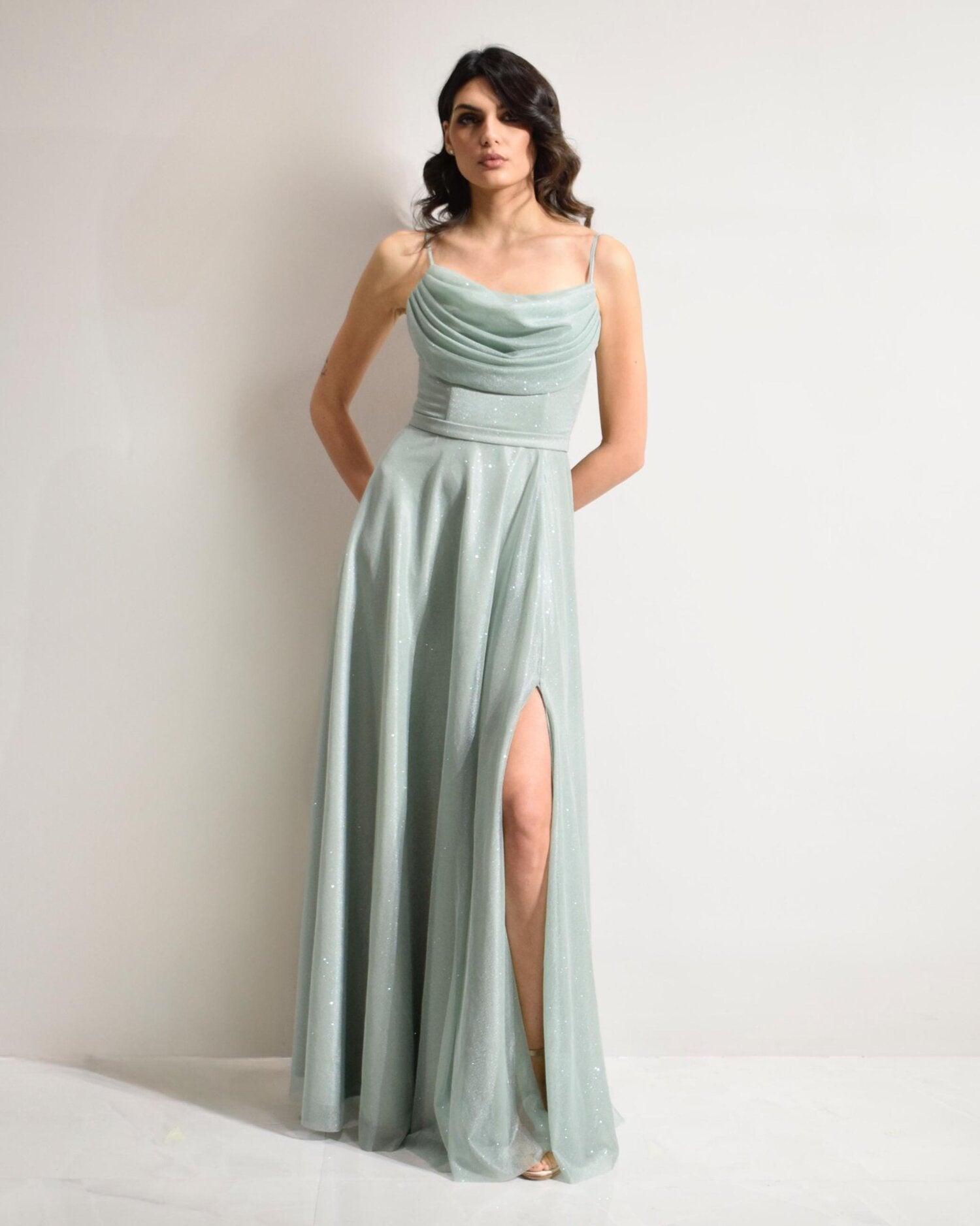 Abito cerimonia donna blu lungo damigella Lecce Canaris